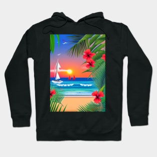 Tropical Sunset Beach Scene Hoodie